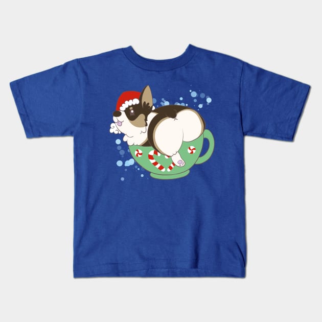 Peppermint Mocha Pup Kids T-Shirt by SharpieSam